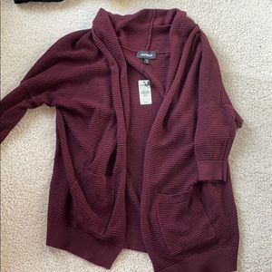 Express purple ribbed cardigan with pockets